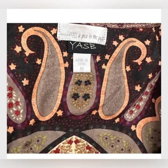 A Pea in the Pod YASB Maternity Dress Paisley Size M Women’s Bronze Black Kimono - Picture 5 of 7